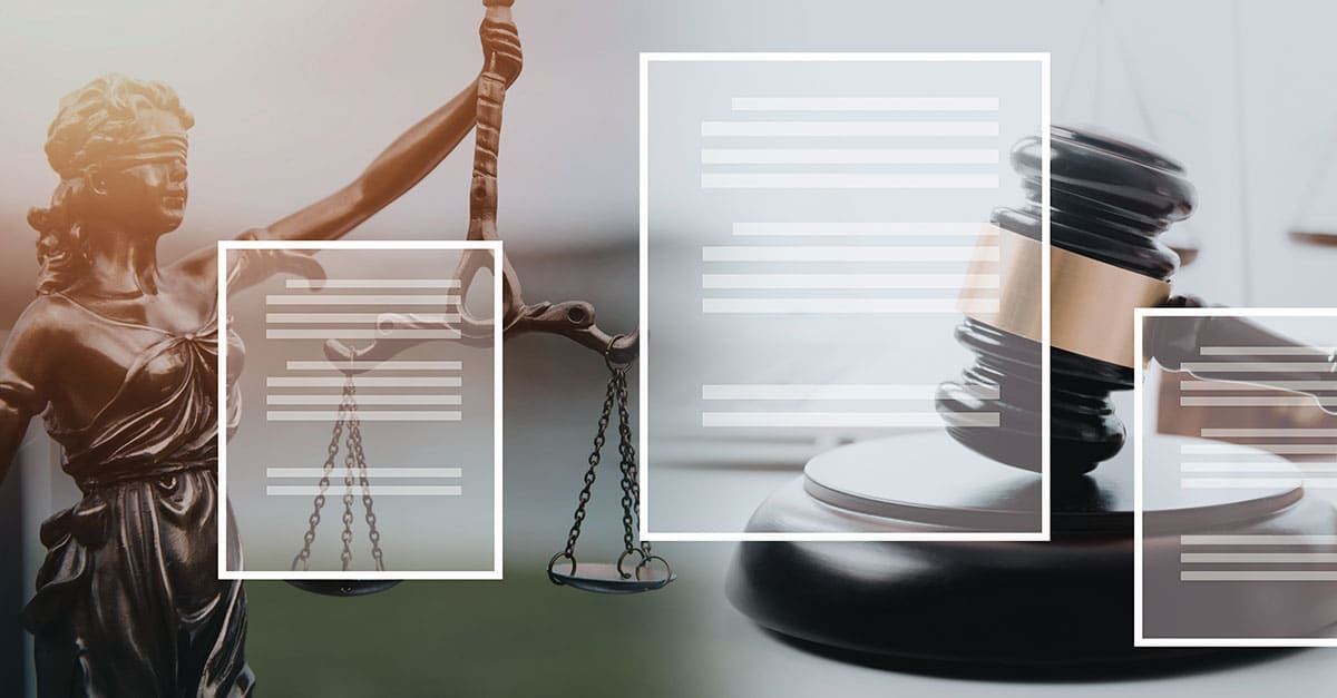 Como capa da matéria “9 opções de carreiras no Direito”, vemos símbolos da justiça, como a estátua da justiça segurando uma balança e martelo de juiz.